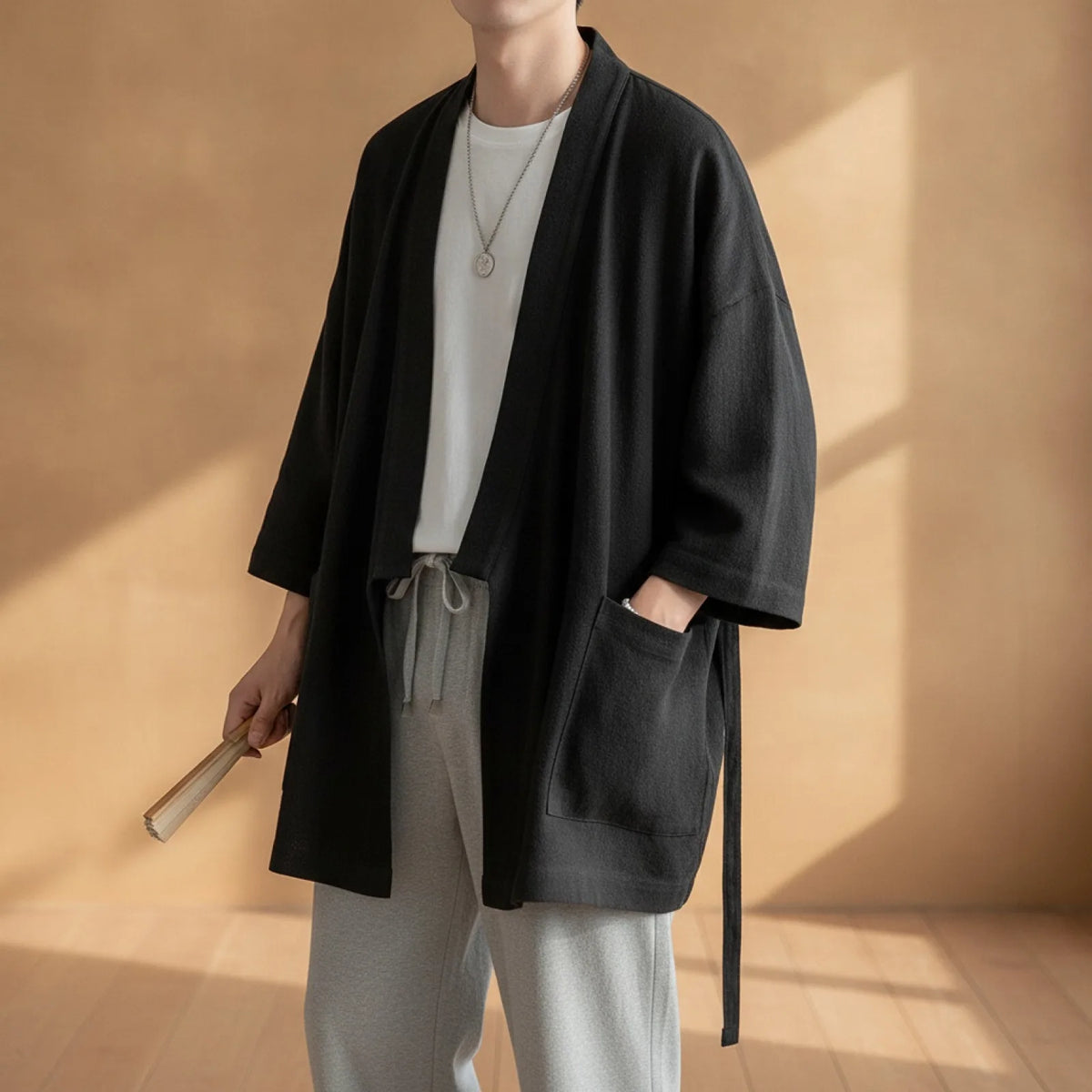 Veste Kimono Homme en Lin Léger