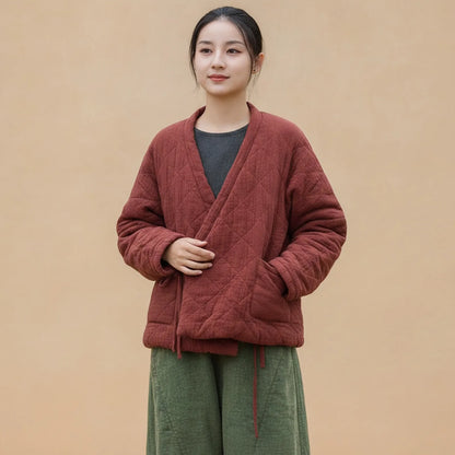 Veste Matelassée Vintage Coton Lin Femme