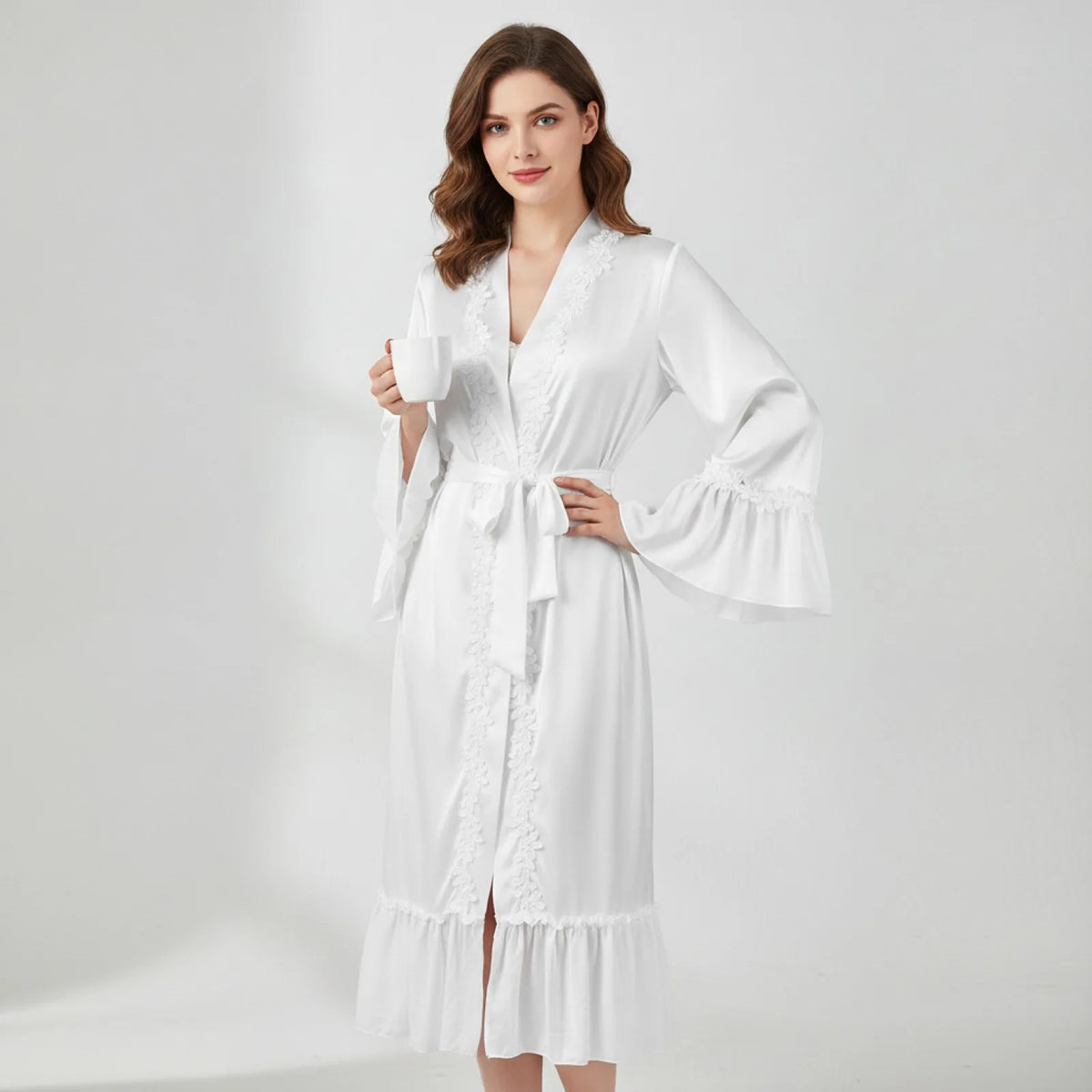 Kimono Satin Dentelle Femme - Luxe & Confort Quotidien